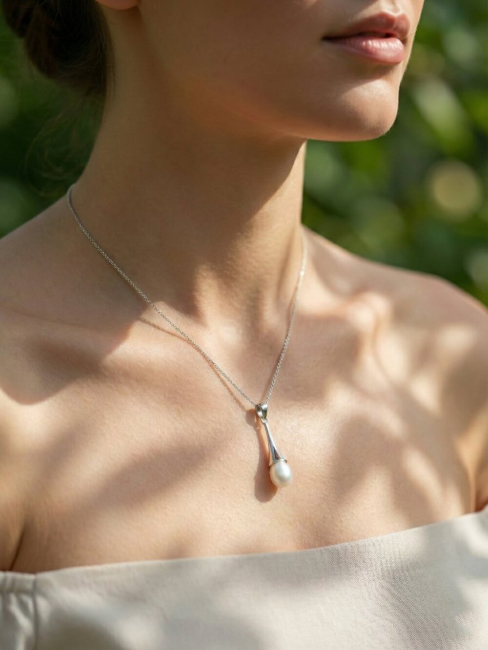 Teardrop Pearl Pendant Fresh Water Pearl Necklace Sterling Silver Pearl Necklace